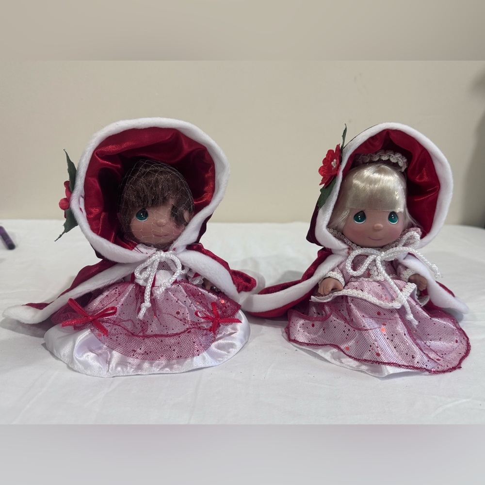 Precious Moments Red and White Hooded Dolls